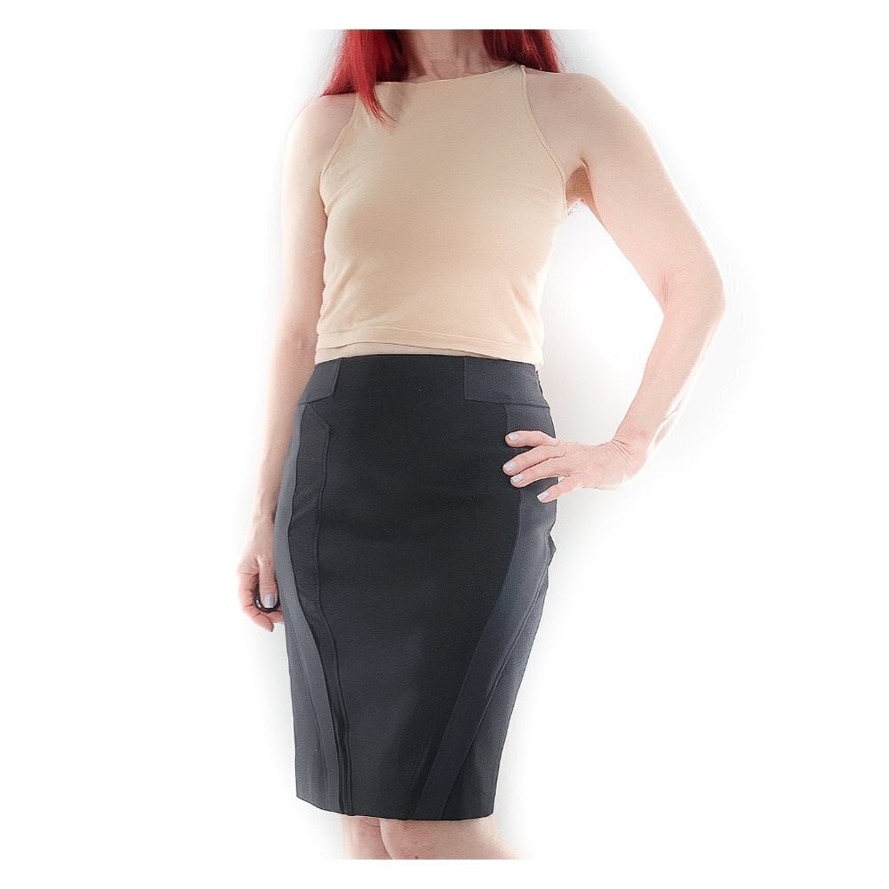 ALTUZARRA Black Paneled Pencil Skirt Size 34 S